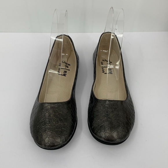 FS/NY Sloop ballet flats croc embossed leather taupe shoe Italy slip-on new 8 - Picture 3 of 6